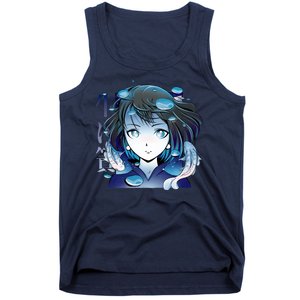 Anime Girl Koi Fishes Japanese Tank Top