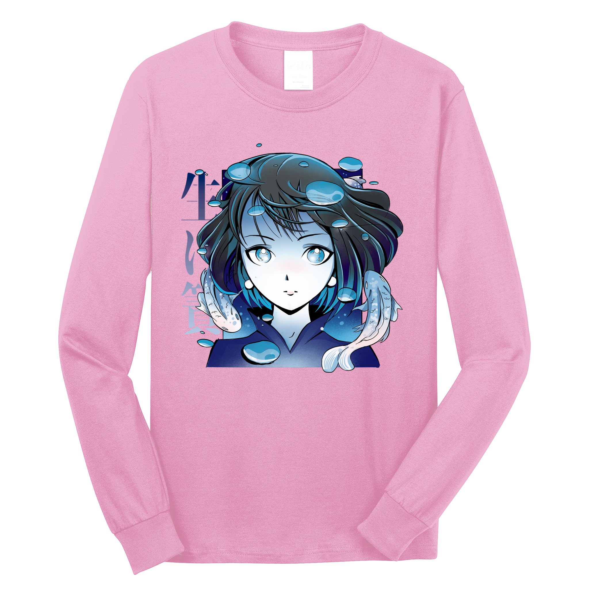 Anime Girl Koi Fishes Japanese Long Sleeve Shirt