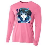 Anime Girl Koi Fishes Japanese Cooling Performance Long Sleeve Crew