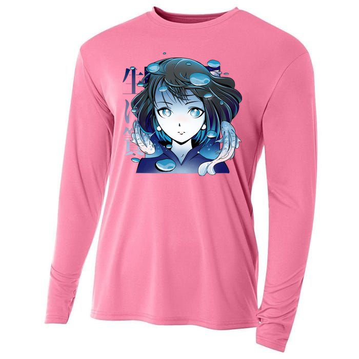 Anime Girl Koi Fishes Japanese Cooling Performance Long Sleeve Crew