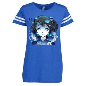 Anime Girl Koi Fishes Japanese Enza Ladies Jersey Football T-Shirt