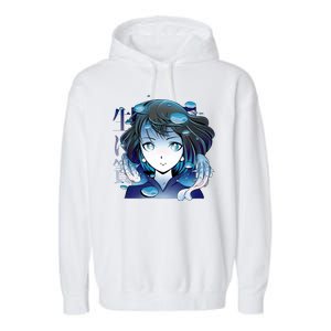 Anime Girl Koi Fishes Japanese Garment-Dyed Fleece Hoodie