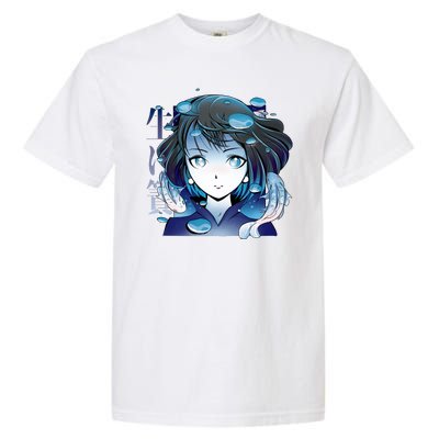 Anime Girl Koi Fishes Japanese Garment-Dyed Heavyweight T-Shirt