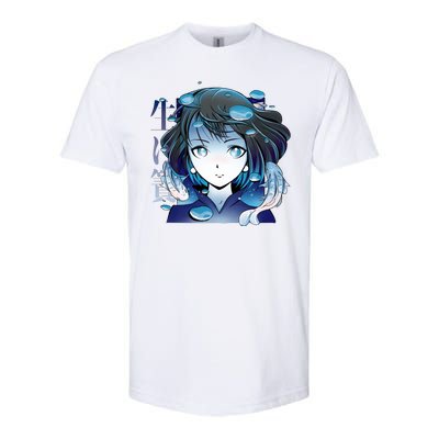 Anime Girl Koi Fishes Japanese Softstyle CVC T-Shirt