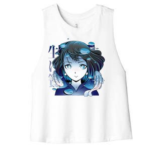 Anime Girl Koi Fishes Japanese Women's Racerback Cropped Tank