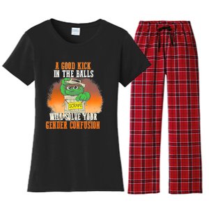 A Good Kick In The Balls Will Solve Your Gender Confusion Women's Flannel Pajama Set