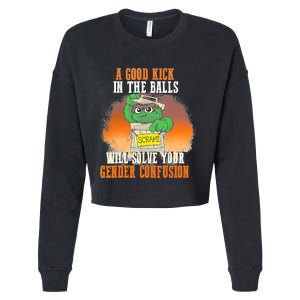 A Good Kick In The Balls Will Solve Your Gender Confusion Cropped Pullover Crew