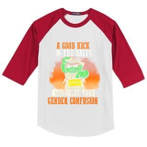 A Good Kick In The Balls Will Solve Your Gender Confusion Kids Colorblock Raglan Jersey