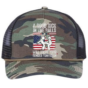 A Good Kick In The Balls Will Solve Your Gender Confusion Retro Rope Trucker Hat Cap