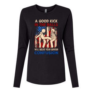 A Good Kick In The Balls Will Solve Your Gender Womens Cotton Relaxed Long Sleeve T-Shirt