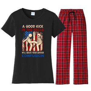 A Good Kick In The Balls Will Solve Your Gender Women's Flannel Pajama Set