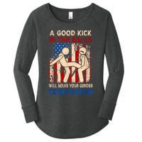 A Good Kick In The Balls Will Solve Your Gender Women's Perfect Tri Tunic Long Sleeve Shirt