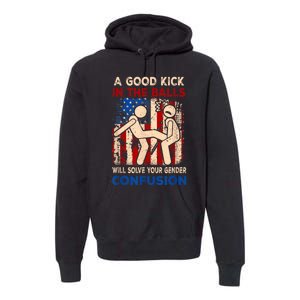 A Good Kick In The Balls Will Solve Your Gender Premium Hoodie