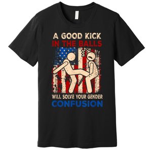 A Good Kick In The Balls Will Solve Your Gender Premium T-Shirt