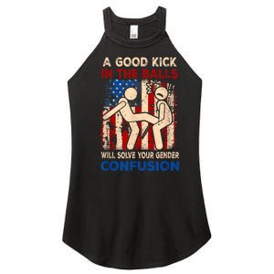 A Good Kick In The Balls Will Solve Your Gender Women's Perfect Tri Rocker Tank