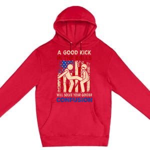 A Good Kick In The Balls Will Solve Your Gender Premium Pullover Hoodie