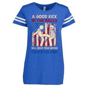 A Good Kick In The Balls Will Solve Your Gender Enza Ladies Jersey Football T-Shirt