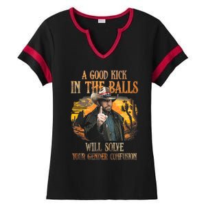 A Good Kick In The Balls Will Solve Your Gender Confusion Ladies Halftime Notch Neck Tee