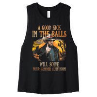 A Good Kick In The Balls Will Solve Your Gender Confusion Women's Racerback Cropped Tank