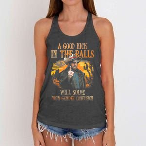 A Good Kick In The Balls Will Solve Your Gender Confusion Women's Knotted Racerback Tank