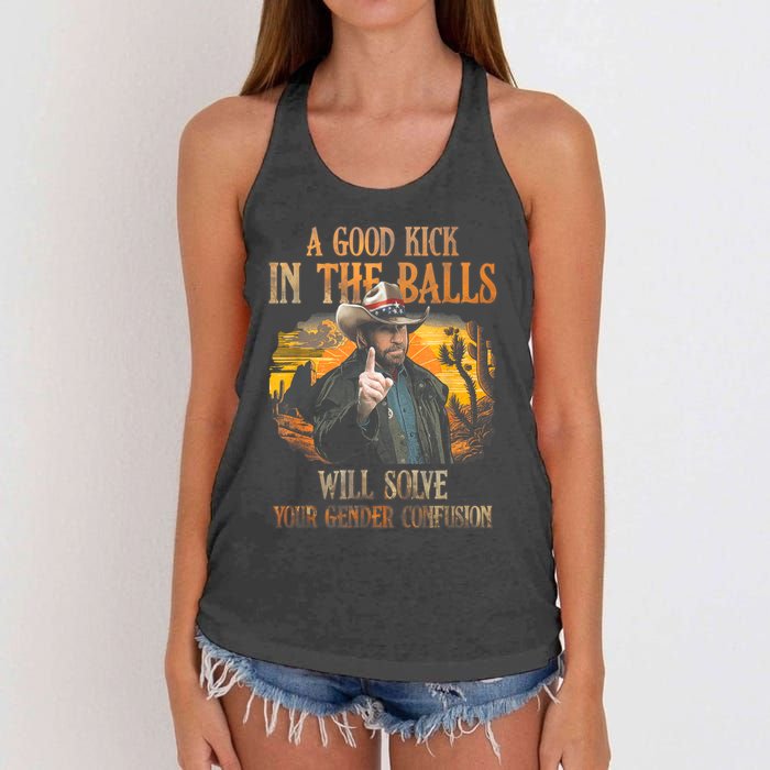 A Good Kick In The Balls Will Solve Your Gender Confusion Women's Knotted Racerback Tank