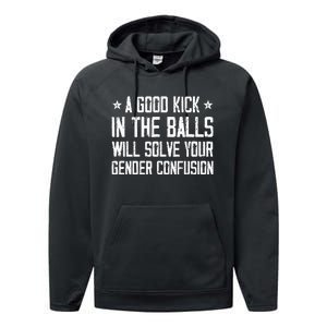 A Good Kick In The Balls Will Solve Your Gender Confusion Performance Fleece Hoodie