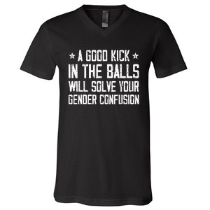 A Good Kick In The Balls Will Solve Your Gender Confusion V-Neck T-Shirt