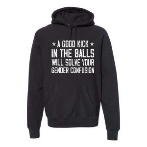 A Good Kick In The Balls Will Solve Your Gender Confusion Premium Hoodie