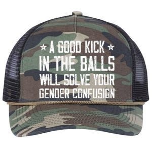 A Good Kick In The Balls Will Solve Your Gender Confusion Retro Rope Trucker Hat Cap