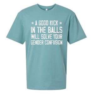 A Good Kick In The Balls Will Solve Your Gender Confusion Sueded Cloud Jersey T-Shirt