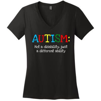 Autistic Gifts K.i.d.s Adult Different Ability Autism Awareness Women's V-Neck T-Shirt