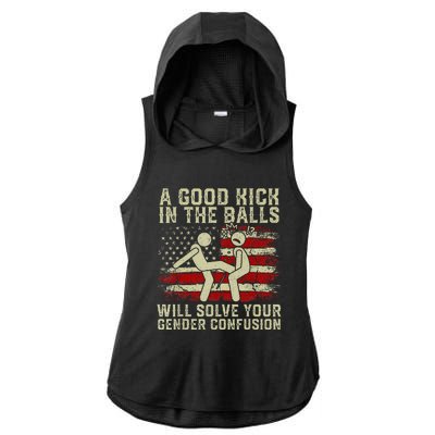 A Good Kick In The Balls Will Solve Your Gender Confusion Ladies PosiCharge Tri-Blend Wicking Draft Hoodie Tank