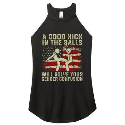 A Good Kick In The Balls Will Solve Your Gender Confusion Women's Perfect Tri Rocker Tank