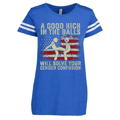 A Good Kick In The Balls Will Solve Your Gender Confusion Enza Ladies Jersey Football T-Shirt