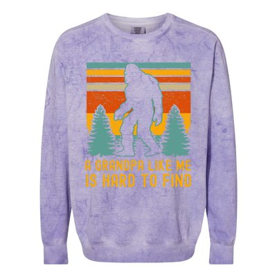 A Grandpa Like Me Is Hard To Find Bigfoot Grandpa Colorblast Crewneck Sweatshirt