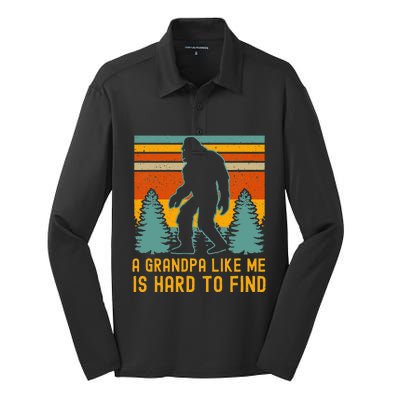 A Grandpa Like Me Is Hard To Find Bigfoot Grandpa Silk Touch Performance Long Sleeve Polo