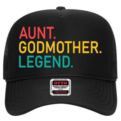 Aunt Godmother Legend Retro Vintage Funny Auntie Mothers Day High Crown Mesh Back Trucker Hat