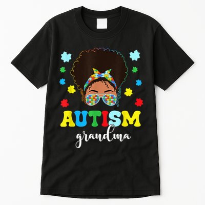 Autism Grandma Life Messy Bun Black Afro Autism Tall T-Shirt