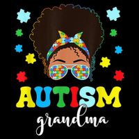Autism Grandma Life Messy Bun Black Afro Autism Bucket Hat
