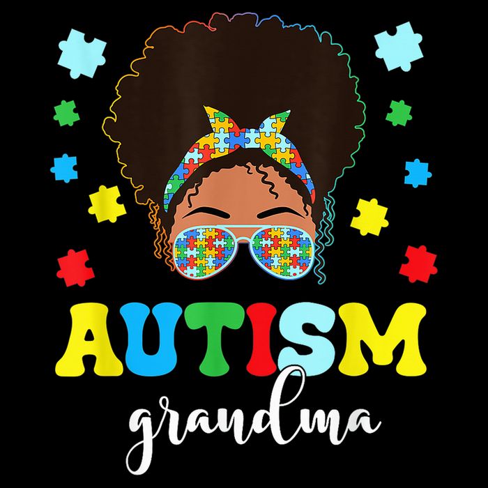 Autism Grandma Life Messy Bun Black Afro Autism Bucket Hat