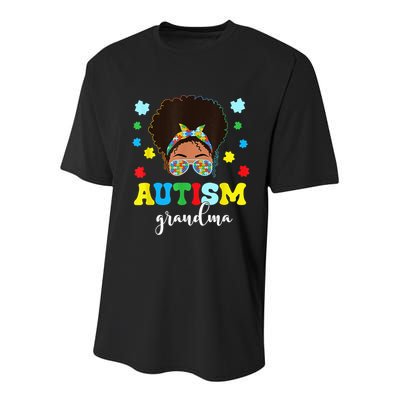 Autism Grandma Life Messy Bun Black Afro Autism Youth Performance Sprint T-Shirt