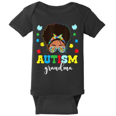 Autism Grandma Life Messy Bun Black Afro Autism Baby Bodysuit