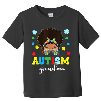 Autism Grandma Life Messy Bun Black Afro Autism Toddler T-Shirt