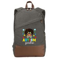 Autism Grandma Life Messy Bun Black Afro Autism Cotton Canvas Backpack