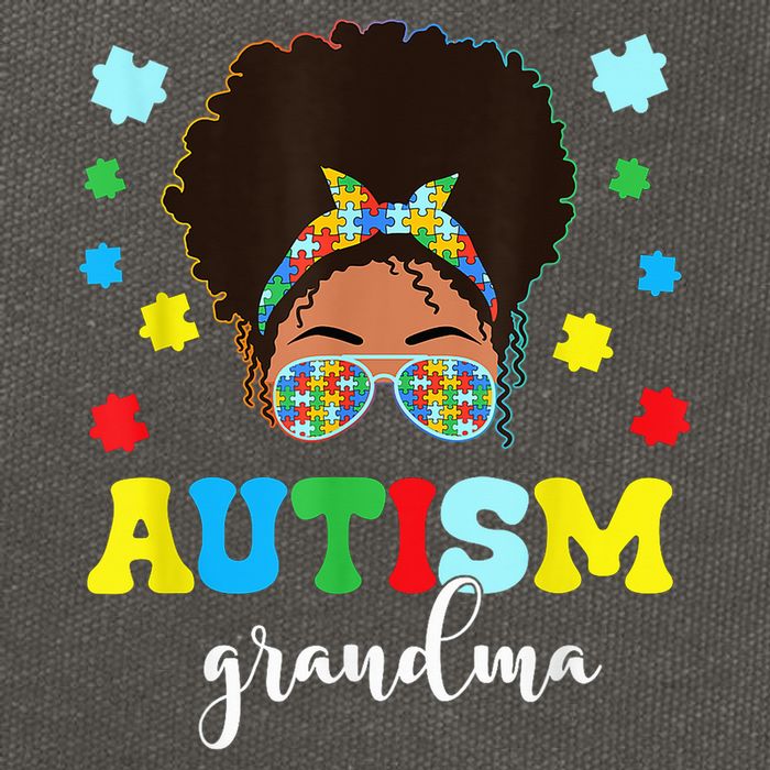 Autism Grandma Life Messy Bun Black Afro Autism Cotton Canvas Backpack
