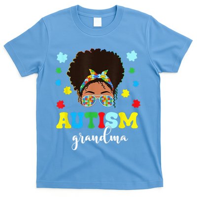 Autism Grandma Life Messy Bun Black Afro Autism T-Shirt