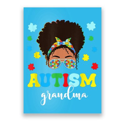 Autism Grandma Life Messy Bun Black Afro Autism Poster