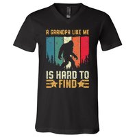 A Grandpa Like Me Is Hard To Find Sasquatch Bigfoot V-Neck T-Shirt