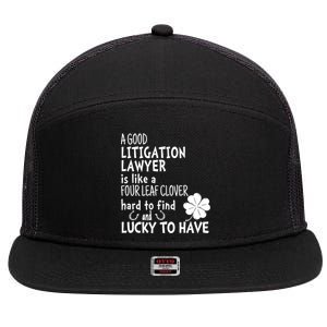 A Good Litigation Lawyer Is Like A 4 Leaf Clover St Patricks Gift 7 Panel Mesh Trucker Snapback Hat