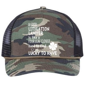 A Good Litigation Lawyer Is Like A 4 Leaf Clover St Patricks Gift Retro Rope Trucker Hat Cap